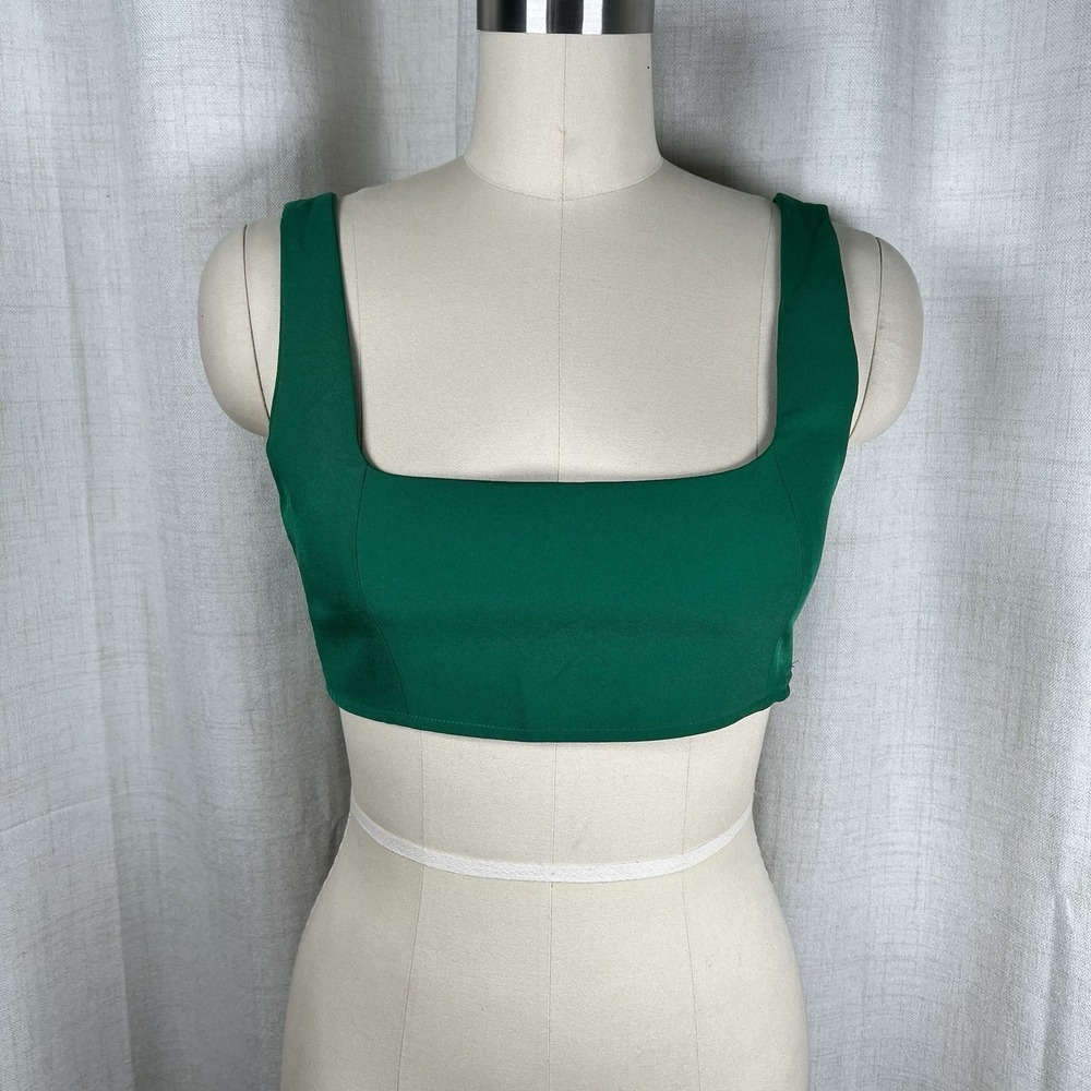 NEW! Princess Polly Huxley Green Eco Crop Top Tank Size 8 Square Neck Sleeveless